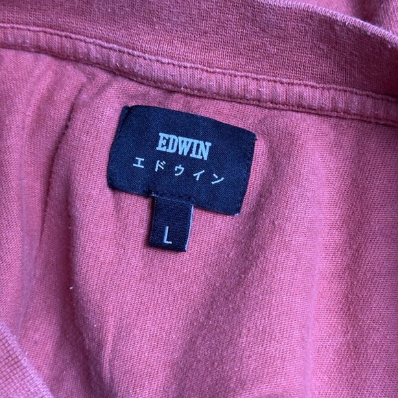 Edwin T Shirt Large Mens Orange Boxy Tee Short Sleeve Tokyo Casual Crew Neck - Picture 6 of 7